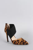 Anne Michelle Leopard Asymmetrical Pointy Toe Stiletto Pump